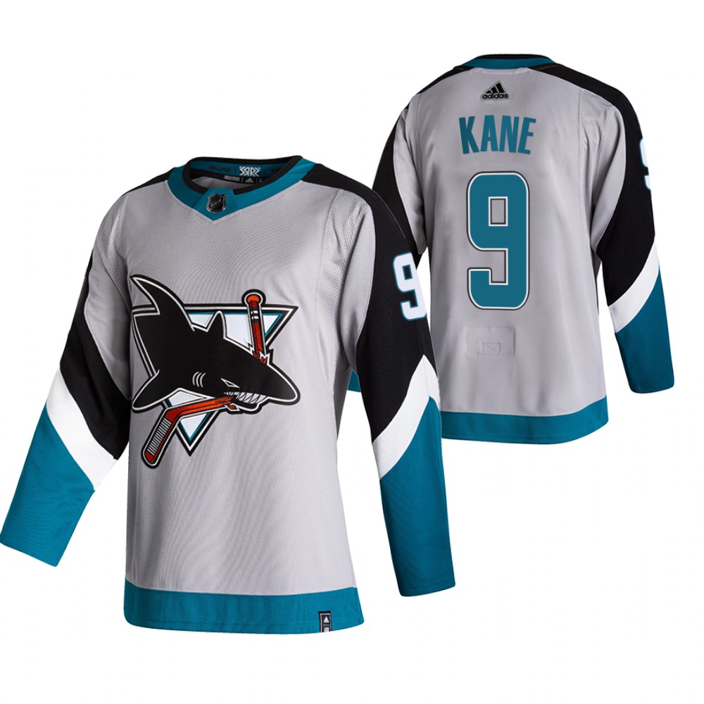 2021 Adidias San Jose Sharks #9 Evander Kane Grey Men Reverse Retro Alternate NHL Jersey->san jose sharks->NHL Jersey